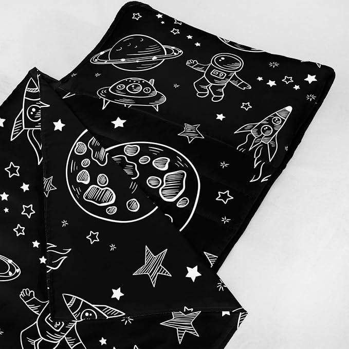 Space Nap Mat - Space Ship Galaxy Sleeping Bag with Removable Pillow - Daycare and Sleepovers Preschool Kindergarten Bedding Set for Kids Toddler Boys Girls