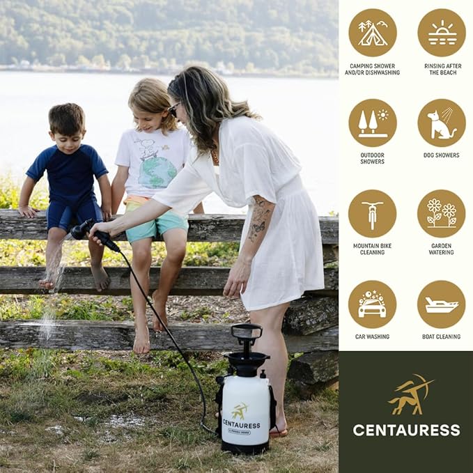 Portable Camping Shower Pump w/Safety Valve (45 PSI)- Portable Shower for Camping - Surf Rinse Kit - Beach Shower Pump – Camping Showers - Camp Shower Kit - Portable Outdoor Shower Camping