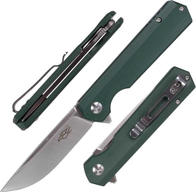 Firebird GANZO FH11 Top Pocket Folding Knife D2 Steel Blade Anti-slip G10 Handle with Clip Hunting Gear Fishing Camping Outdoor Folder EDC Pocket Knife (Green)
