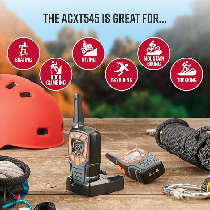 Cobra ACXT545 Walkie Talkies - Rechargeable, Long Range 28-Mile Two Way Radio Set with VOX ( 2 Pack )