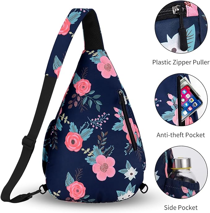 HUA ANGEL Crossbody Sling Bag for Men & Women Lightweight Waterproof Chest Shoulder Bag for Travel Hiking & Everyday Use