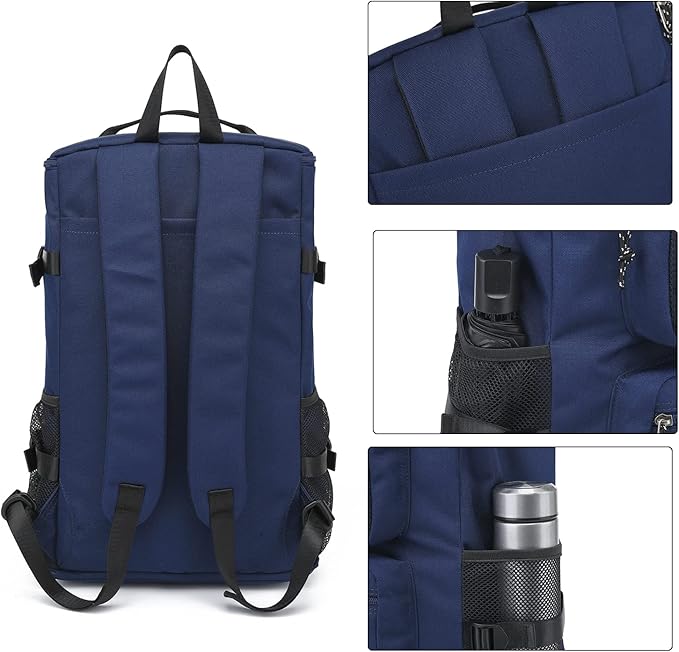 Gym Duffle Bag Backpack 4-Way Waterproof with Shoes Compartment for travel Sport Hiking laptop (dark blue) XL