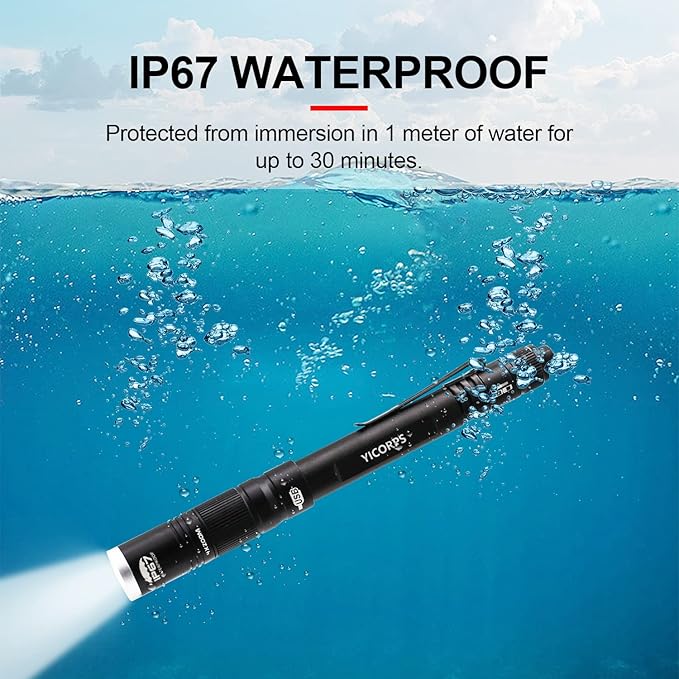 Rechargeable Pen Light Flashlight 300 Lumens 3 Lighting Modes Handheld Pocket Small Flashlights with Clip, Zoomable Waterproof Perfect for Emergency, Inspection, Repair, Camping