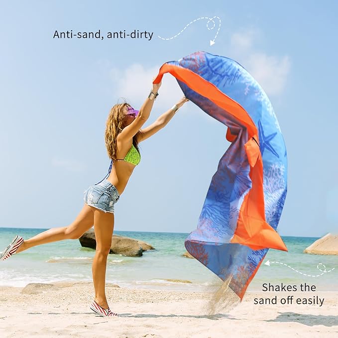 NewDoar Beach Blanket Sandproof Extra Large for 1-3 Adults / 1-8 Adults Sand Free Beach Mat Picnic Blanket Waterproof Oversized Lightweight Picnic Mat for Camping Hiking Beach Travel-1-8person