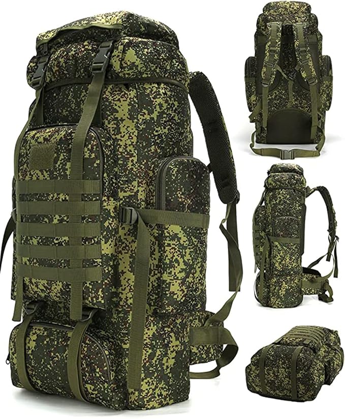 70L Camping Hiking Military Tactical Backpack Outdoor Water-Repellent Adjustable Sport Bags