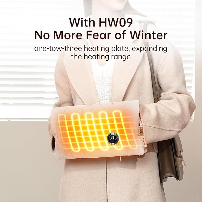 JISULIFE Hand Warmers Rechargeable, Foldable Hand Warmer Pouch with Power Bank, 6 Heating Levels, Heated Hand Muff, Fast Heating Pad Waterless, Gifts for Women, Suitable for Football, Camping, Hiking