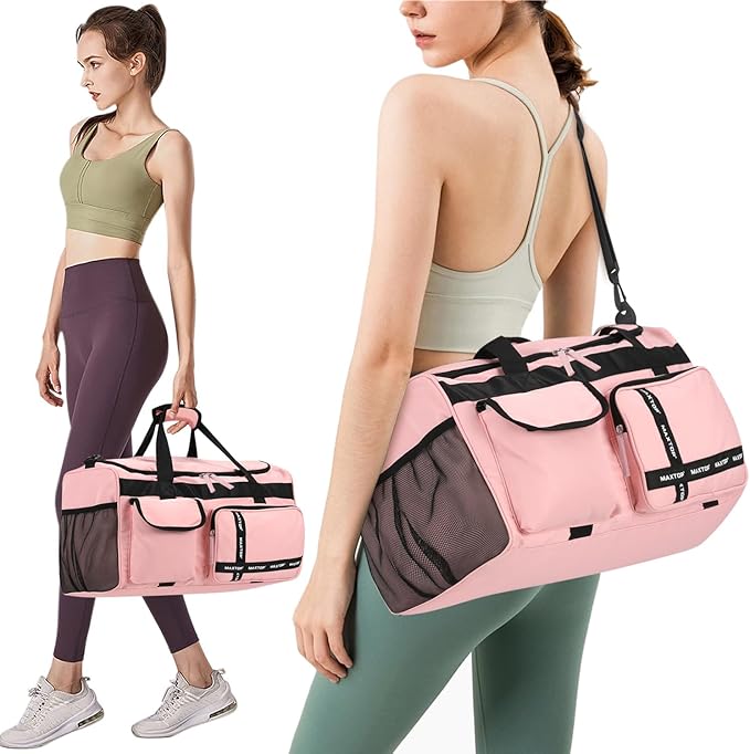 MAXTOP Gym Bag for Women Men Travel Duffle Bag Large Capacity Carry On Weekender Overnight Bag With Shoe Compartment Gym Tote Dry Wet Separation Duffel Bag for Travel