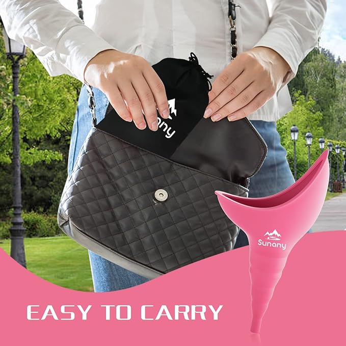 Female Urination Device, Female Urinal Silicone Funnel Urine Cups Portable Urinal for Women Standing Up to Pee Funnel Reusable Women Pee Funnel, Outdoor, Activities, Camping (Pink)