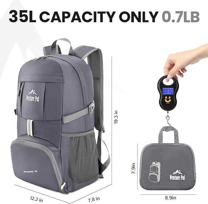 Venture Pal 35L Ultralight Lightweight Packable Foldable Travel Camping Hiking Outdoor Sports Backpack Daypack