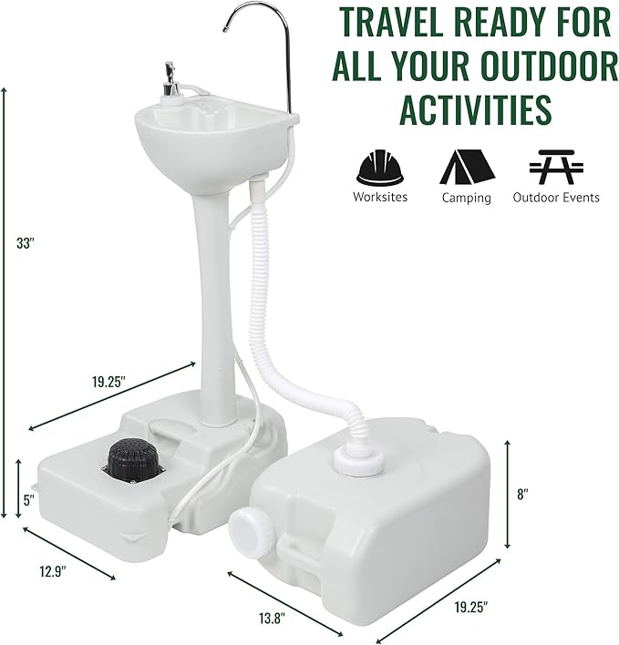 Hike Crew Outdoor Portable Sink with 6.3 GAL (24L) Waste Tank