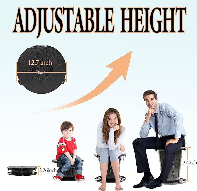 ALEVMOOM Portable Toilet for Adults Outdoor Camping Adjustable Folding Toilet with 6 Garbage Bags,2.8 Pounds Lightweight Portable Potty for Travel/Boat/Road Trips/Beach Black