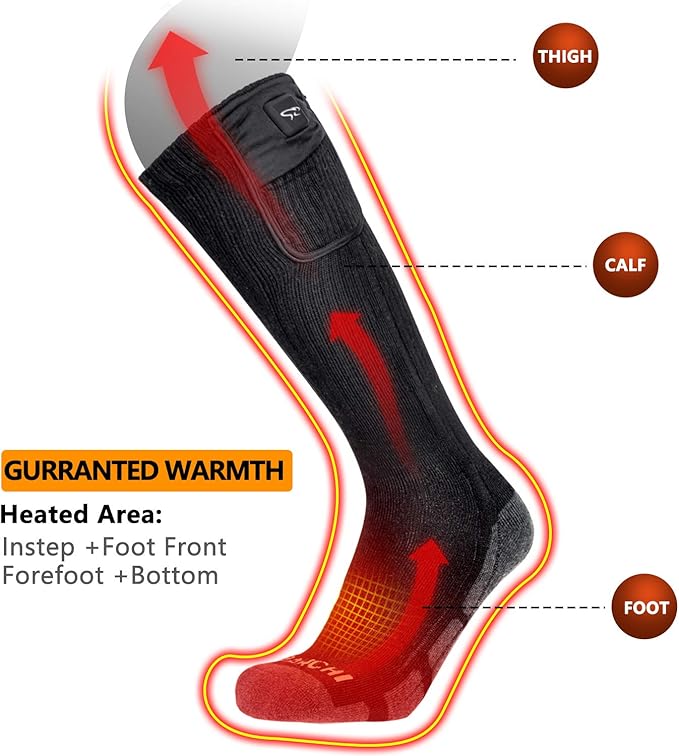 Battery Heated Socks - Rechargeable Warm Winter Socks for Men Women, Foot Warmers for Camping Hunting Running Hiking Riding Skiing Cycling Motorcycle Cold Feet