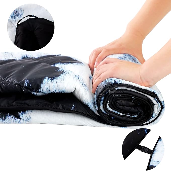 Camping Blanket, Puffy Waterproof Travel Blanket, Warm Cozy Picnic Blanket, for Outdoors, Travel, and Mountain.(Cow, 78" x 56")