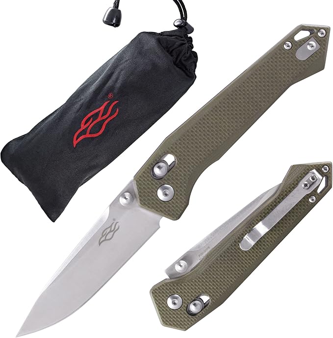 Firebird Ganzo FB7651-GR Pocket Folding Knife 440C Stainless Steel Blade G10 Anti-Slip Handle with Clip Hunting Fishing Camping Folder Outdoor EDC Knife (Green)