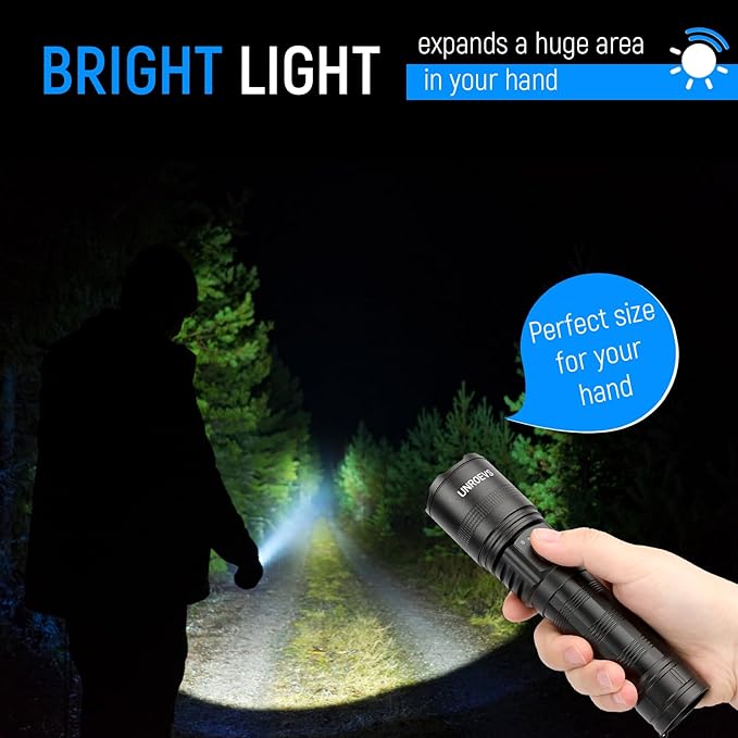 Rechargeable Flashlights High Lumens, High Power LED Flashlights with 5 Modes &Zoomable,3000lm Super Bright Multifunctional Flashlight, Handheld Flash Light for Emergencies, Camping