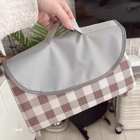 Extra Large 80x80inch Outdoor Picnic Blanket, XL Foldable Waterproof Sand Beach Mat for Beach Camping Hiking Travel Family Concerts Portable Beach Blankets(Light Brown)