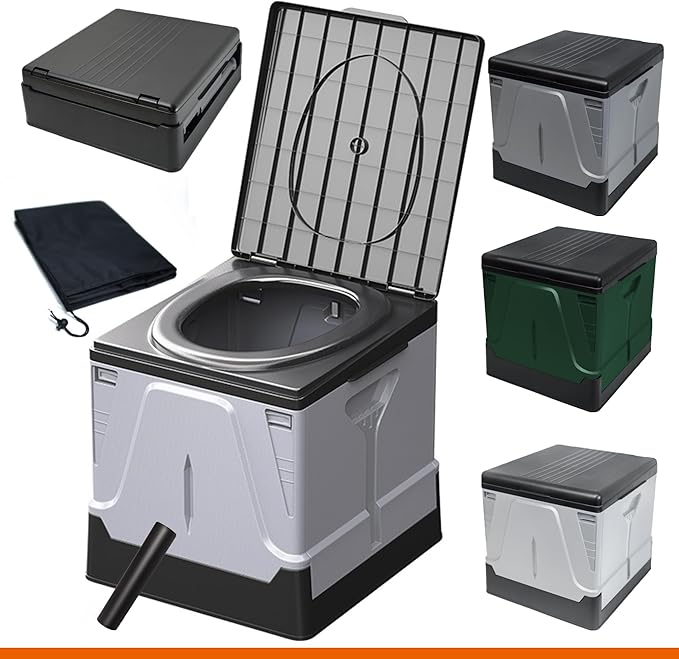 Camping Toilet, Composting Toilet with Biodegradable Bags, Portable Potty for Adults, Folding Toilet for Car Camping Hiking Long Trips Beach