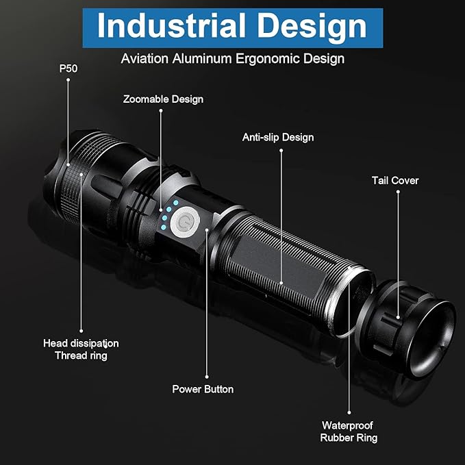 Rechargeable Flashlights 990,000 High Lumens - 2 Pack, Super Bright LED Flash Light with 5 Modes, 12 Hour Brightest Waterproof Handheld Flashlight for Home, Camping
