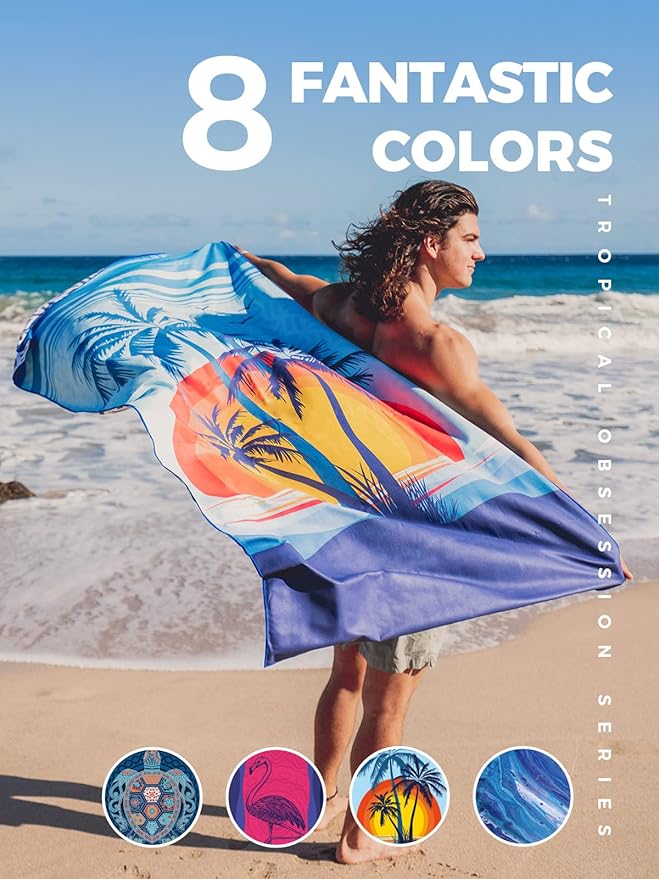 OCOOPA Microfiber Beach Towel Fast Drying, Extra Large 71" x 32" Sand Free Beach Towel Super Lightweight Towels for Swimming Pool, Camping, Picnic, Yoga Gym Sports