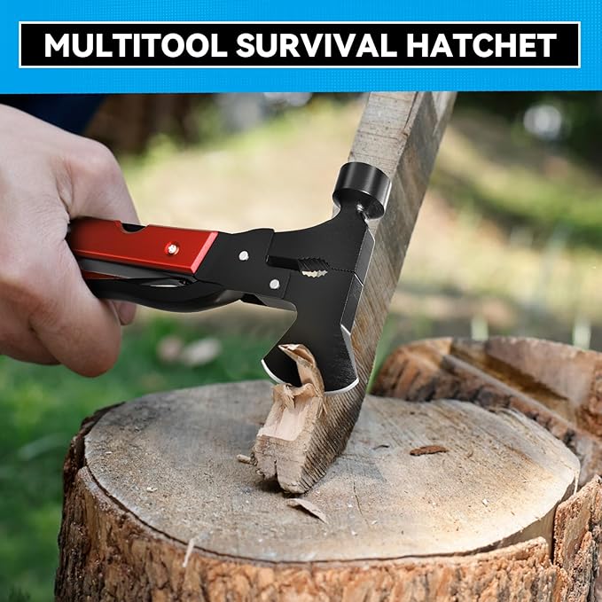 15 in 1 Multitool Axe Hatchet, Camping Accessories Survival Gear, Cool Gadgets Christmas Gifts for Men, Dad, Husband, Multi Tool Gifts for Camping Hiking Survival