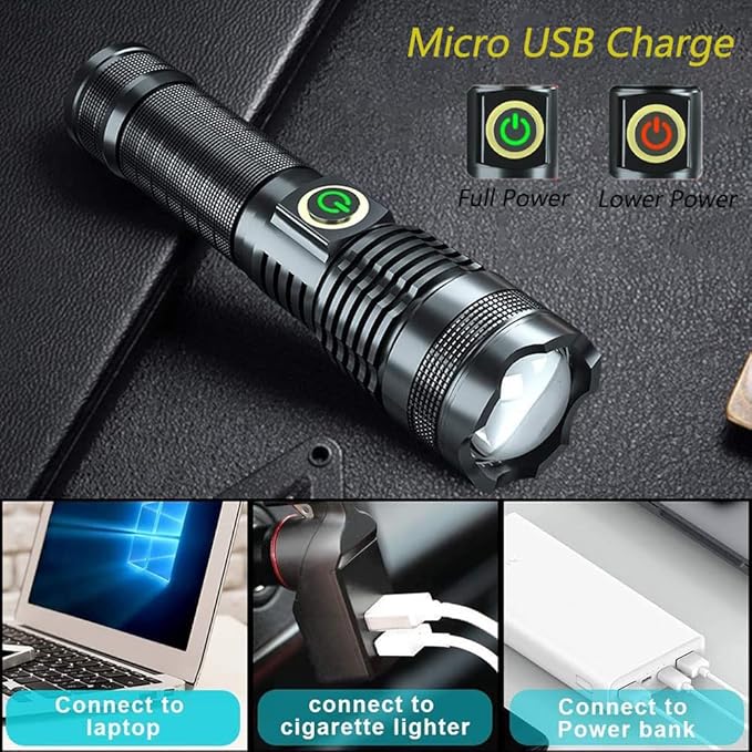 Rechargeable Flashlights High Lumens,180000 Lumens Handheld flashlights 5 Modes Zoomable Tactical Flashlight Function Waterproof Flashlights for Hiking Camping Emergency