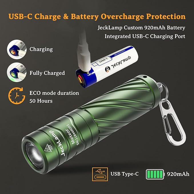 Rechargeable Mini Flashlight with Magnetic Tail, 800 High Lumens Bright Small Flashlight, IP68 Waterproof EDC Flashlight, 5 Modes Keychain Flashlight for Camping Hiking