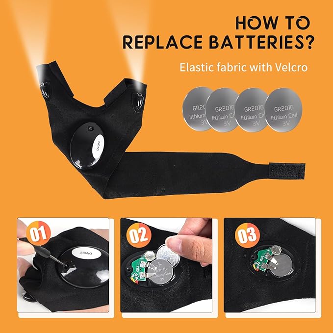 LED Flashlight Gloves, Day Gifts for Man Boyfriend Husband Dad, Unique Man Gifts, Cool Gadget for Repairing Cars, Survival Camping Hiking Rescue Tool LED Gloves Flashlight