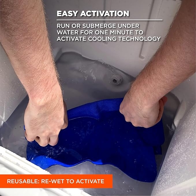Ergodyne Chill-Its 6602 Evaporative Cooling Towel, Blue 13 inches x 29.5 inches