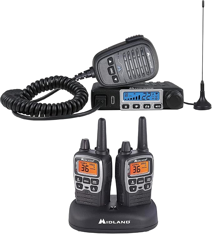 Midland - MicroMobile MXT115 - T71VP3 Farm Radio Bundle - 15 Watt GMRS Two-Way Radio Magnetic Mount Antenna and X-TALKER Two-Way Radio - repeater channels Farm Ranch Combo Pack