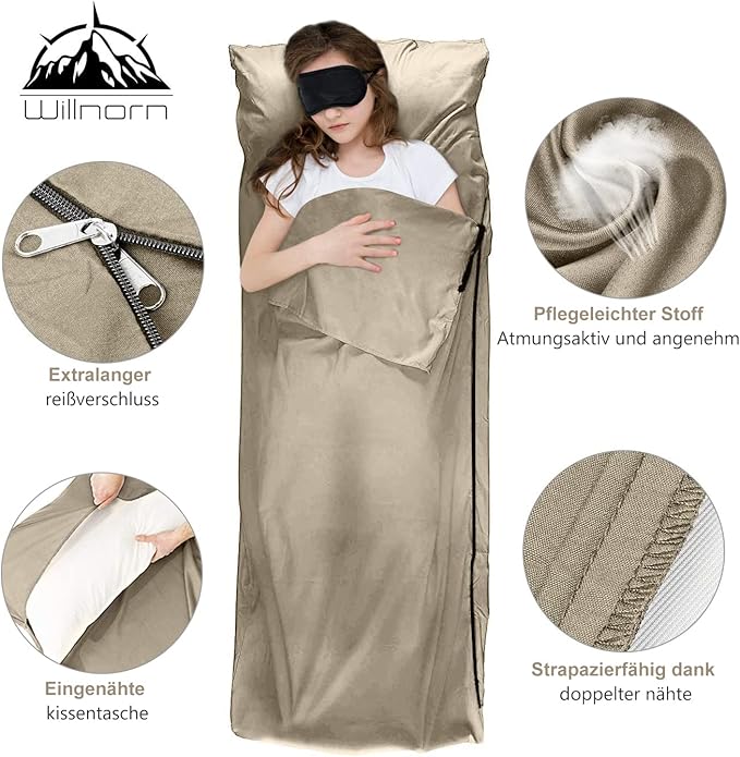 Sleeping Bag Liner,Travel Sheets & Adult Sleep Sack for Backpacking,Hotels & Hostels,Lightweight Single Camping Sleeping Bag Liners for Travel