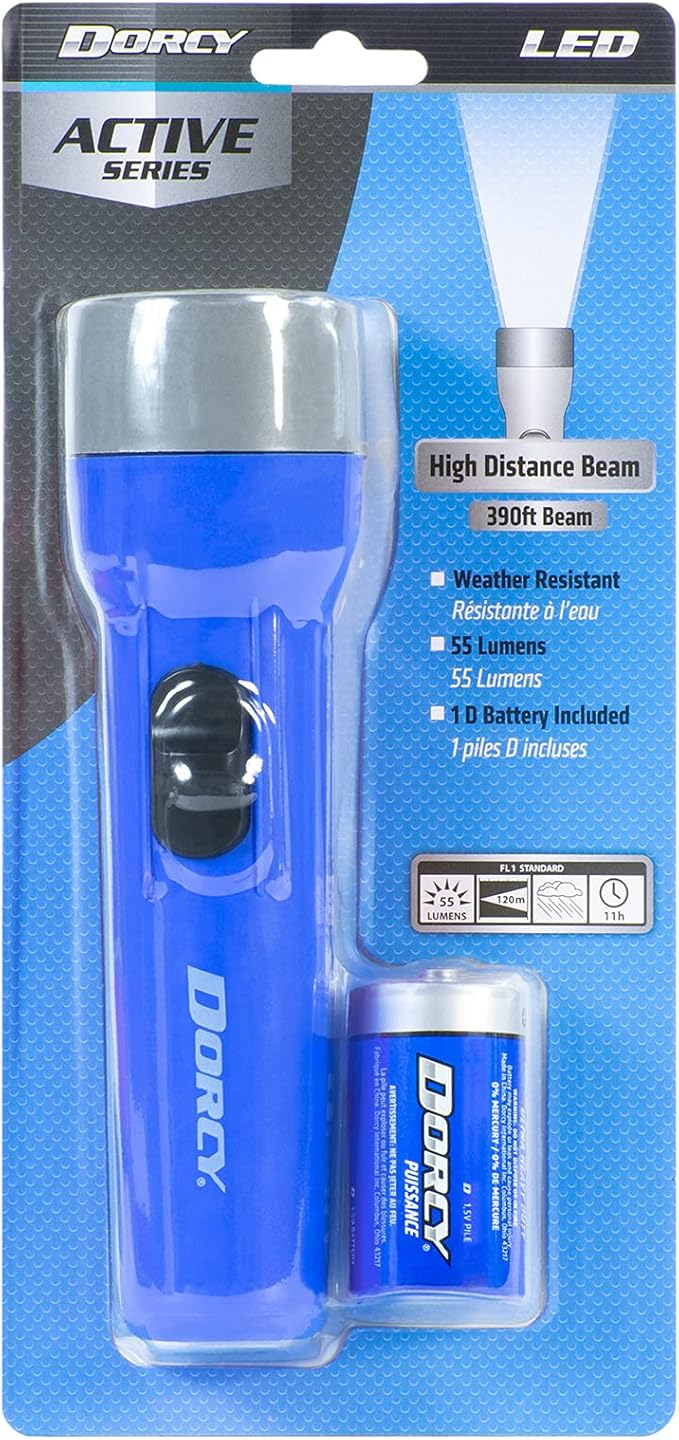 Dorcy Basic 1D LED Long Run Time Flashlight, Assorted Colors, 41-2460 , Red