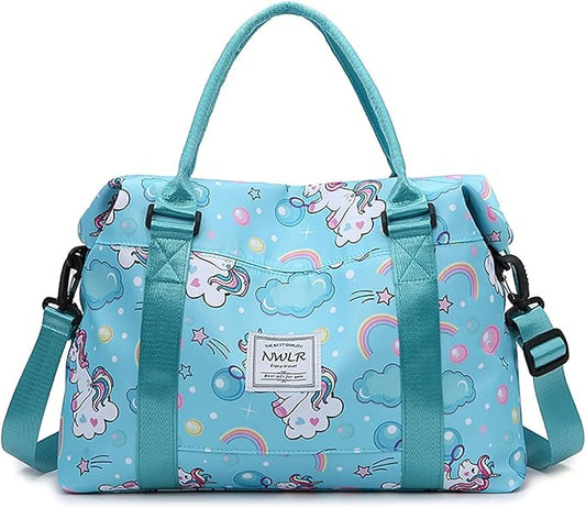 Travel Duffle Bag Weekender Overnight Bag Gym Tote Bag with Wet Pocket for Women Girls Workout Duffel Bag Water Resistant (B-Unicorn)