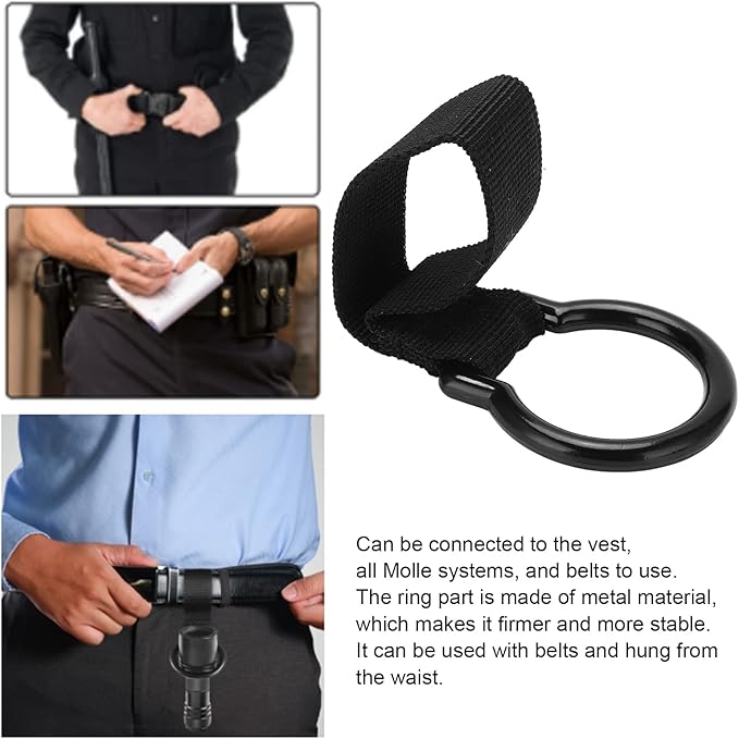 Flashlight Holder Nylon Flashlight Metal Ring Support Detachable Outdoor Torch Ring Holder Be Connected to the Vest All Molle Systems and Belts to Use for Camping