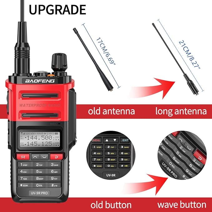 BAOFENG UV-9R PRO Dual Band Two-Way Radio Ham Radio Dustproof Waterproof IP67 Transceiver Walkie Talkie 8W Upgraded Version of UV-9R Plus with Type-C Charger Cable