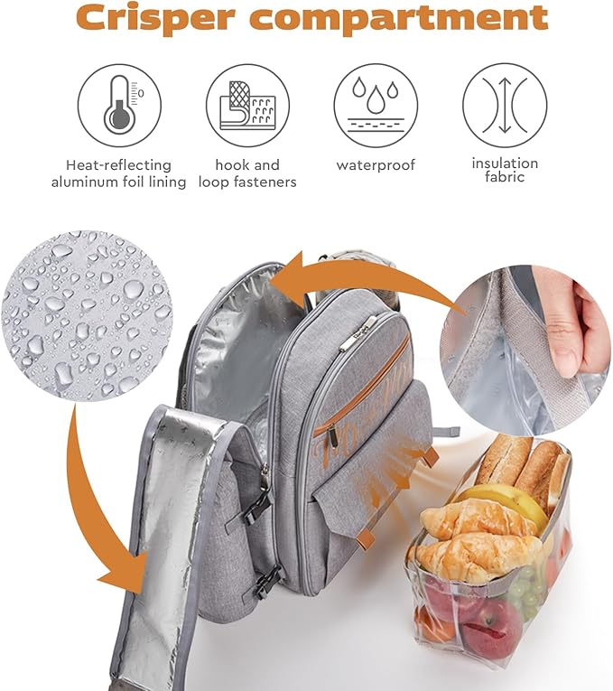 Couple Gifts 22L Picnic Basket Set, Grey Insulated Picnic Backpack for 2, Leak Proof Cooler Camping Gifts, Cool Bridal Shower Gifts Anniversary Engagement Wedding Gifts for Couples, Mr and Mrs Gifts