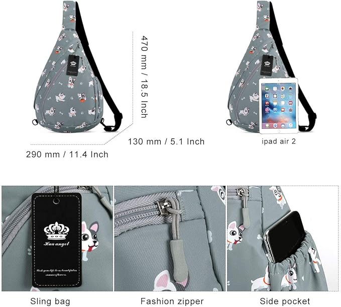 HUA ANGEL Crossbody Sling Bag for Men & Women Lightweight Waterproof Chest Shoulder Bag for Travel Hiking & Everyday Use
