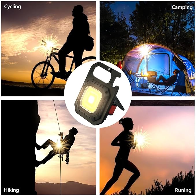 Flashlight Keychain Light, 7 Light Modes Waterproof Portable Pocket Light with Battery Display Bottle Opener Magnet for Walking Camping