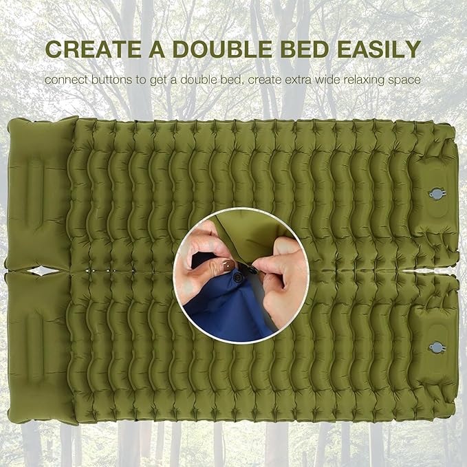 Camping Sleeping Pad, Ultralight Inflatable Sleeping Mat with Pillow, Built-in Foot Pump, Compact Camping Air Mattress for Camping Backpacking Hiking Tent Traveling
