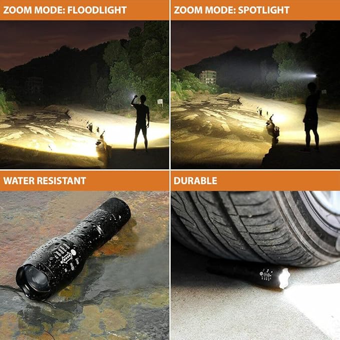 LED Flashlights 3 Pack, High Lumens Waterproof Red Light Flashlight, Green Light Flashlight, Blue Light Flashlight & White Light Combo Torch for Night Observation, Camping, Outdoor Home