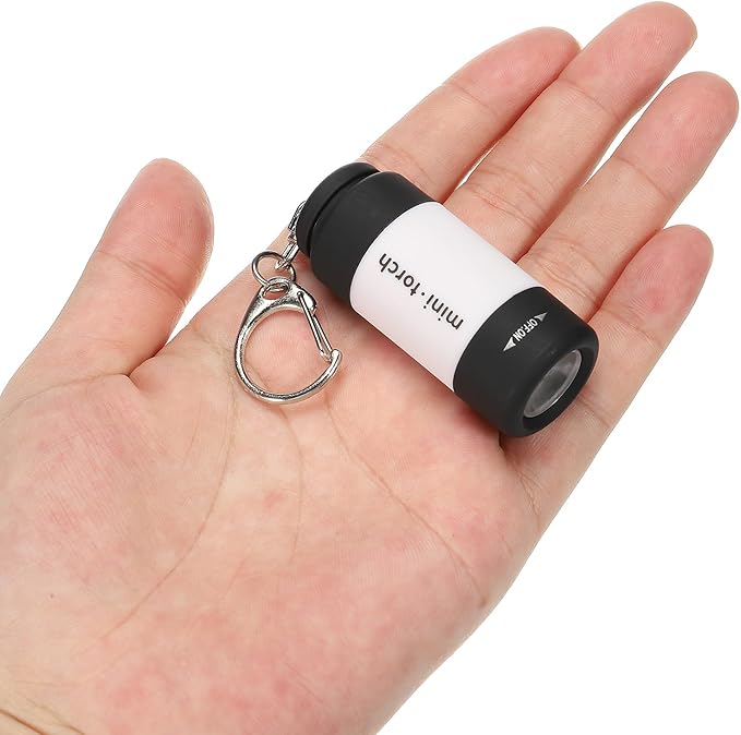 PATIKIL 2.1" Mini Rechargeable LED Keychain Flashlight, EDC Portable Small Torch with USB Charging for Everyday Carry, White