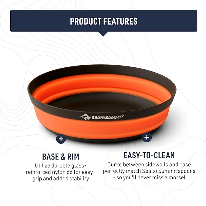 Sea to Summit Frontier Ultralight Collapsible Bowl, Medium (23 fl oz), Puffins Bill Orange