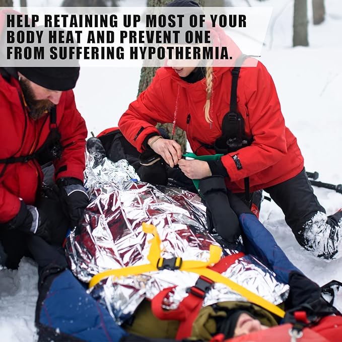 100 Pack Emergency Mylar Thermal Blankets 2 Size Silver Foil Survival Blanket Space Blanket Survival Kit for Outdoors Camping Hiking Survival First Aid Adult Kid