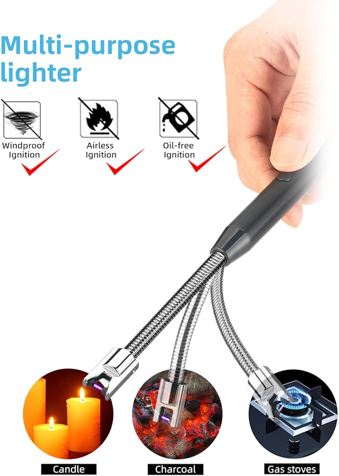 2 Pack Candle Lighter,Arc Lighter with USB Charging,Flameless Windproof,LED Battery Display,Safety Switch,Rotate 360 Degrees,for Aromatherapy,Candles,BBQ,Camping.(Black&Red)…