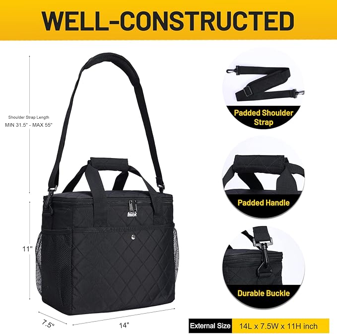 MIER 18L Large Soft Cooler Insulated Picnic Bag for Grocery, Camping, Car, Black