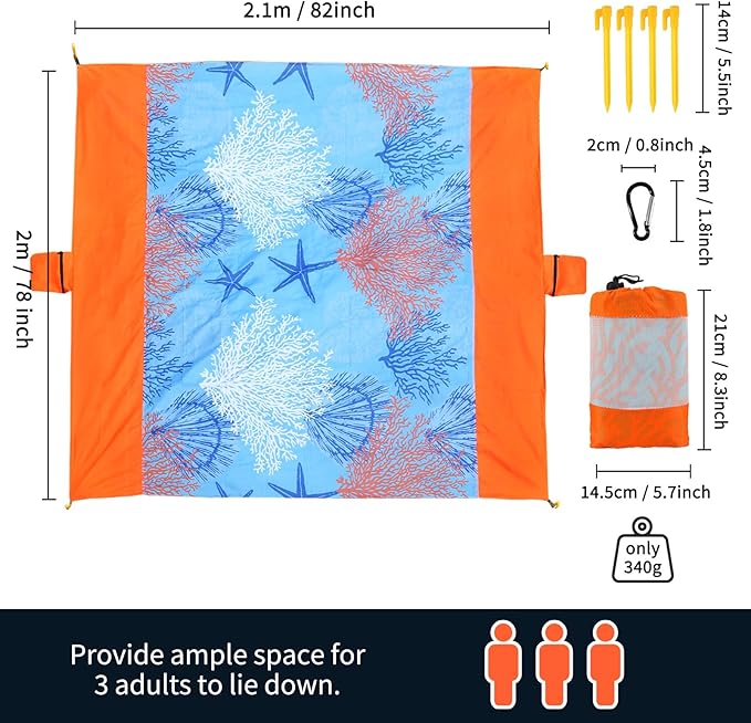 NewDoar Beach Blanket Sandproof Extra Large for 1-3 Adults / 1-8 Adults Sand Free Beach Mat Picnic Blanket Waterproof Oversized Lightweight Picnic Mat for Camping Hiking Beach Travel-/1-3person