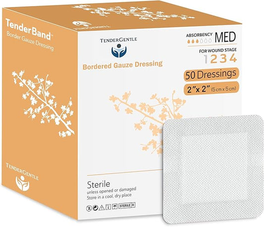 Island Dressing Bordered Gauze 2x2-50 Gauze Bandages for Wound Protection - Good for Hospitals, Medical Facilities, First Aid Kits, and More