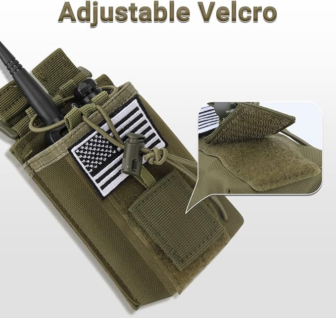 2 Pack Radio Case Radio Holder Molle Tactical Radio Holster Military Heavy Duty Radios Pouch Bag for Baofeng UV-5R F8HP UV-5R GT-3 UV-82 Two Ways Walkie Talkies Compatible with Bags Packs/Duffels