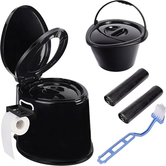 Portable Toilet, Adult and Child Toilet, 5.3 Gallon Mobile Toilet Bucket, Camping and Rv Toilet, Suitable for Camping, Hiking, Rv, Boat, Bedroom
