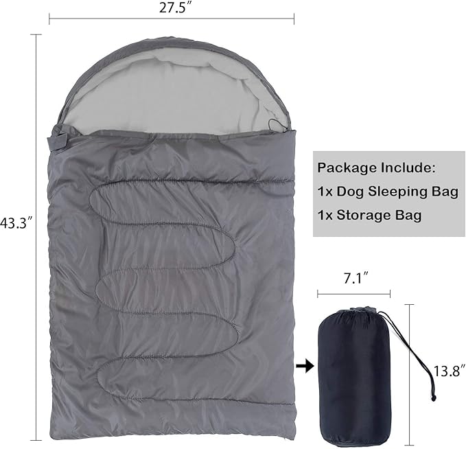 KUDES Dog Sleeping Bag Waterproof Warm Packable Dog Bed with Storage Bag for Indoor Outdoor Travel Camping Hiking Backpacking (43''Lx27''W)