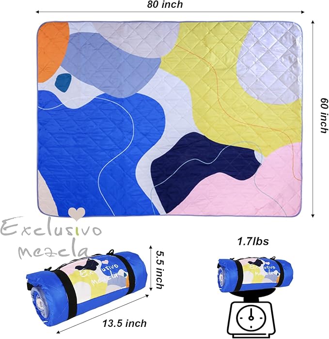 Exclusivo Mezcla Waterproof Picnic Blankets 3-Layer 60x80 Inches Large Sandproof Beach Blanket Foldable Outdoor Blanket for Camping on Grass Picnic Mat